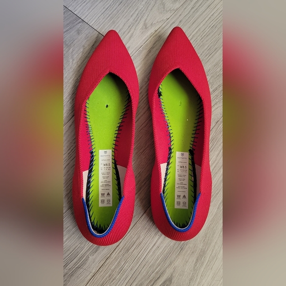 Rothy's The Point Chili Red Flats, Red Trim Insoles, Women's US 8.5 EU 39 - Picture 11 of 16